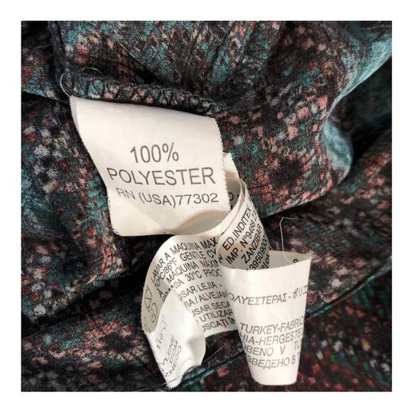 Zara Basic Boho Sheer Blouse Self-Tie Neck Multicolor Long Sleeve Small - Picture 14 of 15